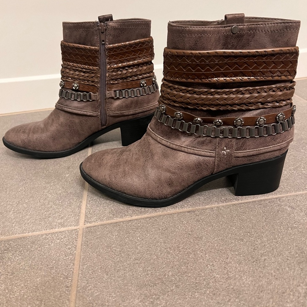 C. Santana Motorcycle Embellished Ankle Boots